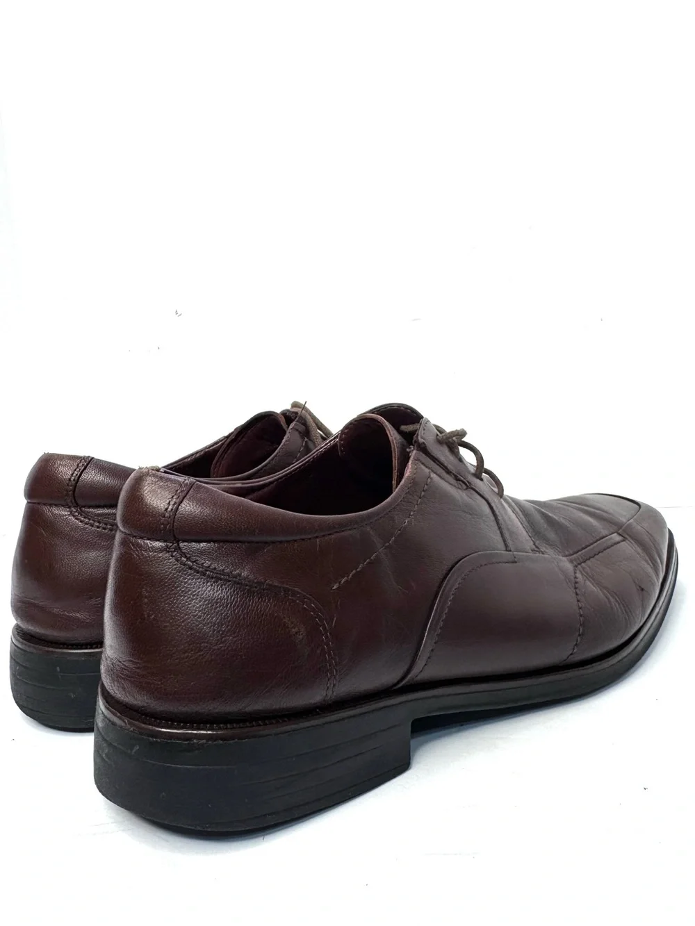 Johnston & Murphy Mens 12M Brown Leather Lace Up Bicycle Toe Dress Shoes Brazil